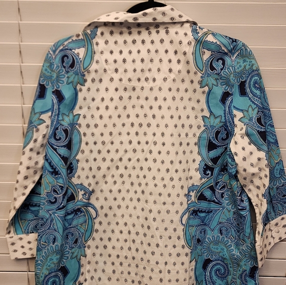 Chico’s multicolor 3/4 sleeve no iron shirt size 1 - Picture 5 of 5